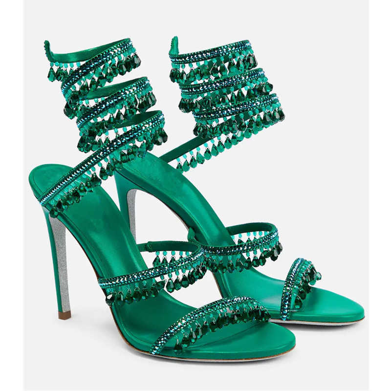 Peep Toe Heels - Сексуальные зеленые босоножки на шпильке с