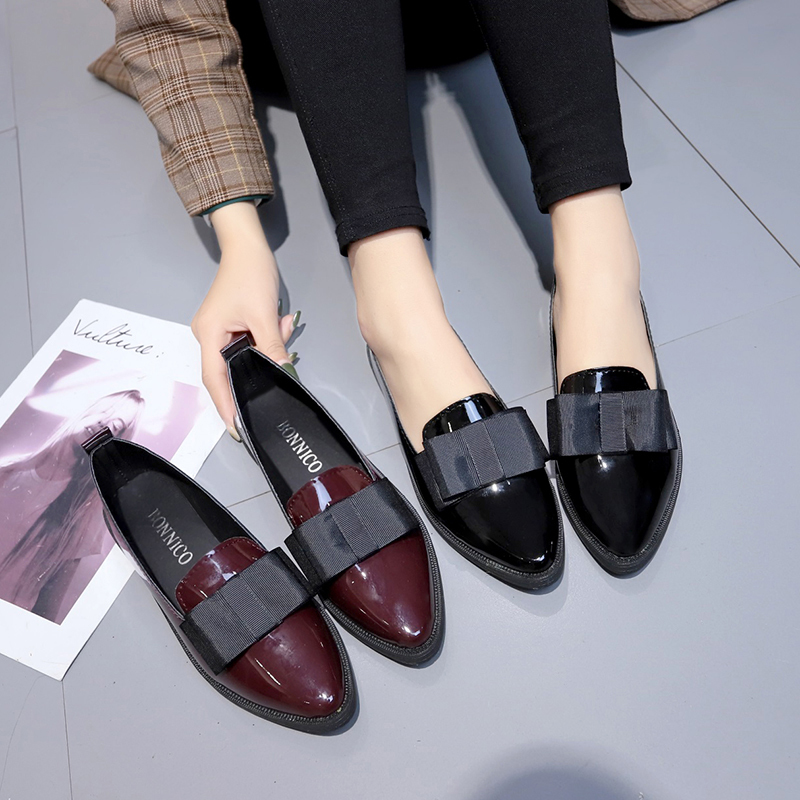 Women'S Shoes Temu - Черные/бордовые лакированные туфли-лодочки с острым носком,