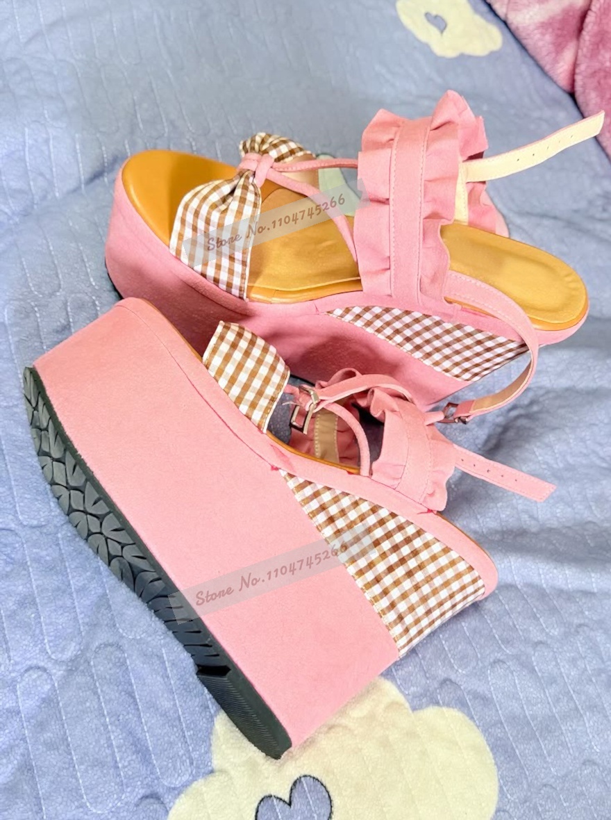 Women'S Shoes Y2K - Розовые замшевые босоножки на платформе с