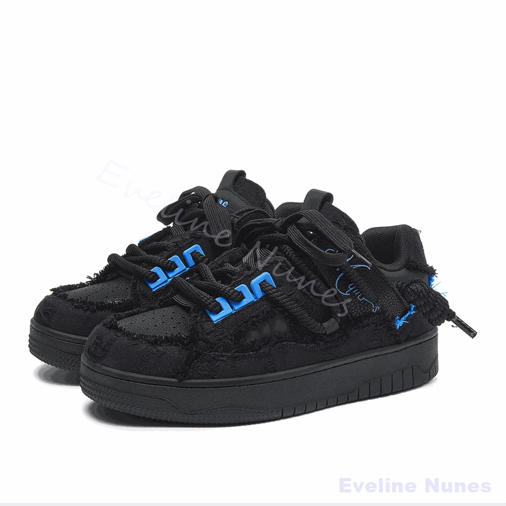 Women'S Shoes Trendy - Черные кеды на платформе с необработанным