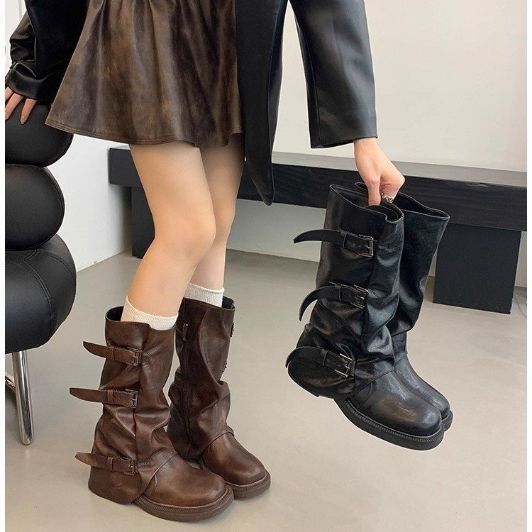 Sock Boot Women - Женские ботинки с пряжкой на ремне,