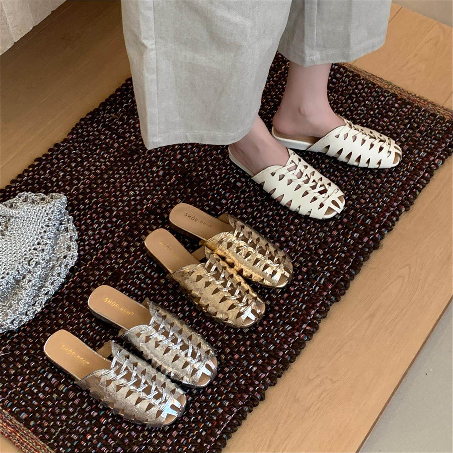 Slip On Mule Flat - Элитные брендовые женские пляжные туфли ручной