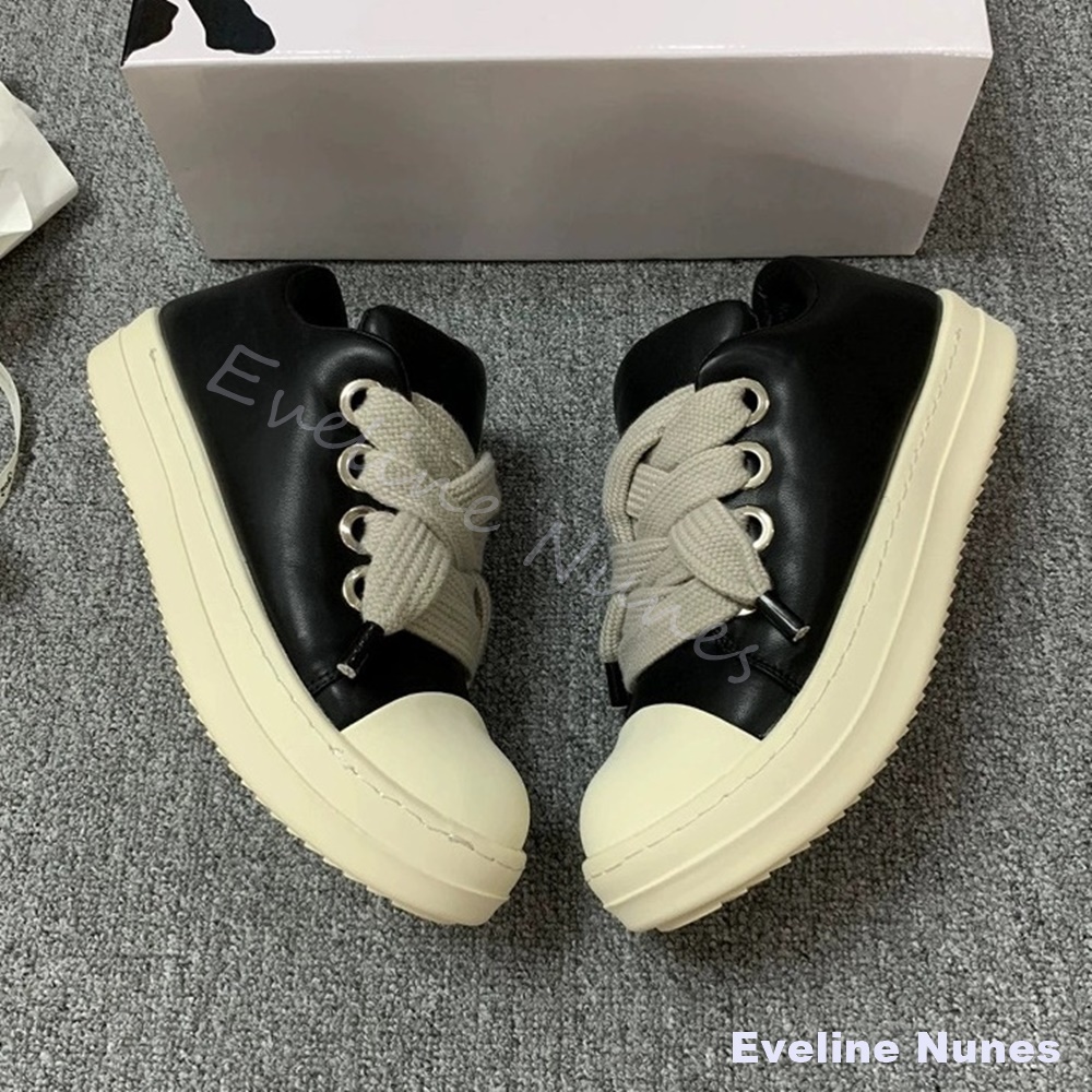 Women'S Shoes Y2K - Унисекс черные кожаные кроссовки на платформе