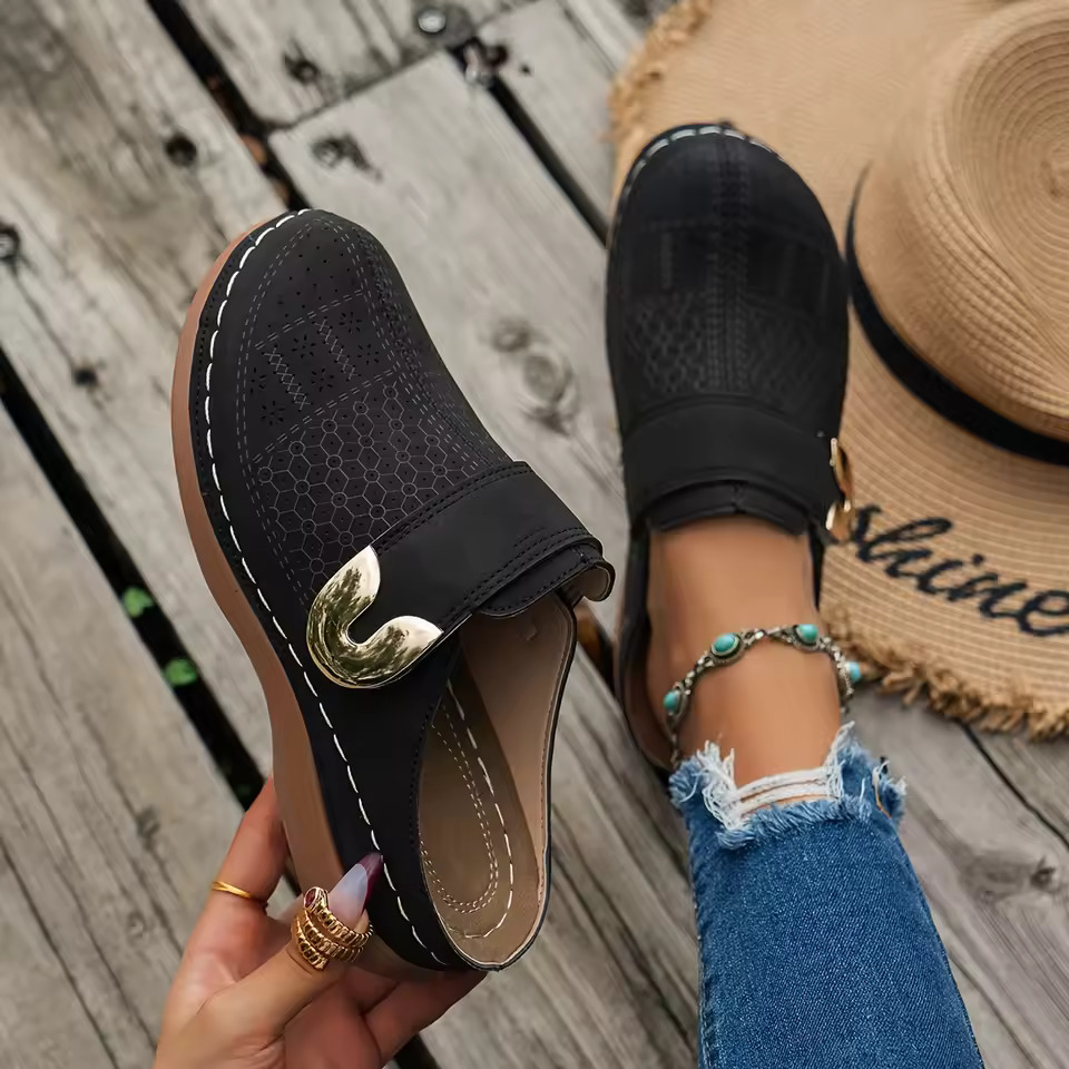 Slip On Mule Flat - Женские удобные мюли без застежек, перфорированные
