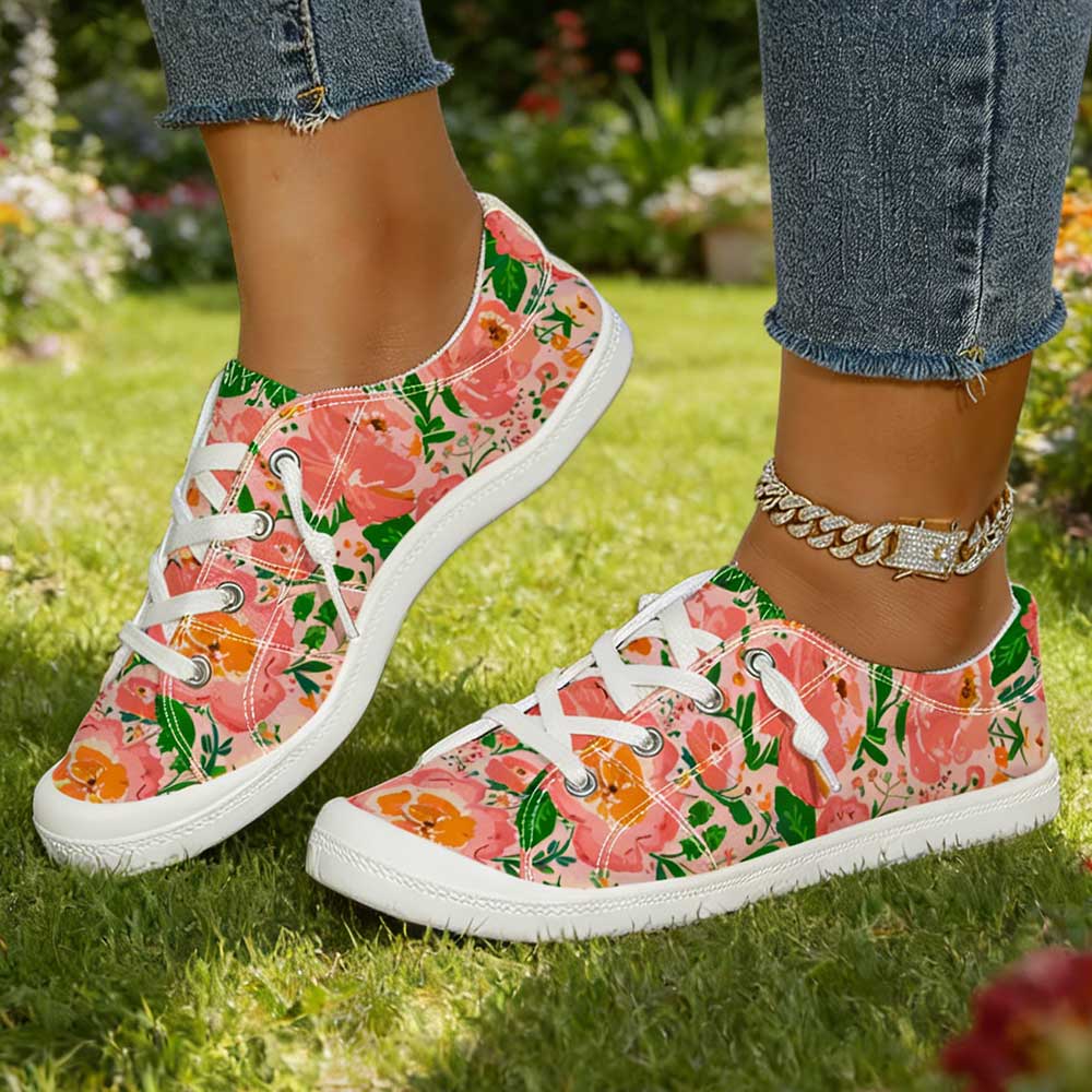 Women'S Shoes Trendy - Кеды с цветочным принтом в лесном