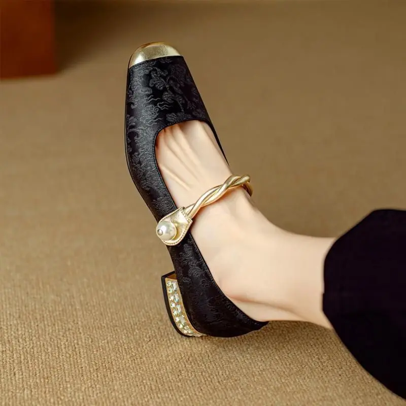 Women Shoes Japanese Brand - Женские туфли-лодочки на блочном каблуке с